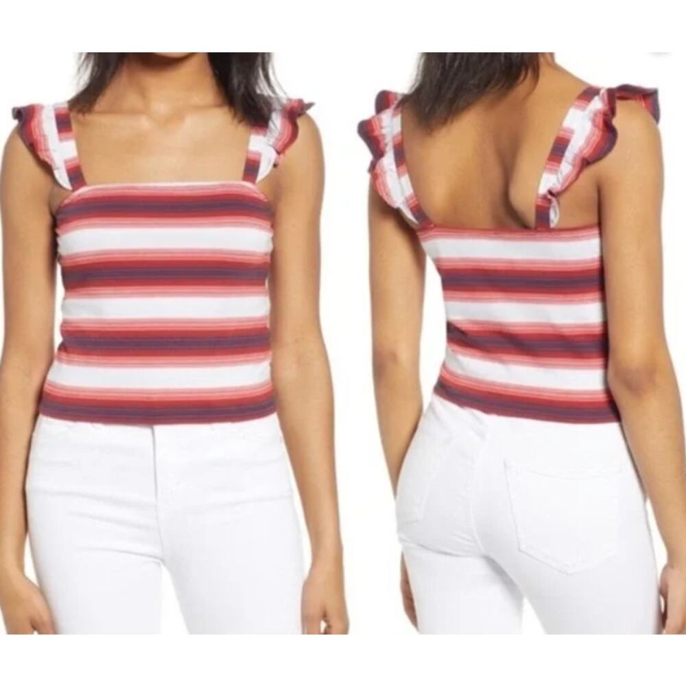 NEW BP. Nordstrom Caroline striped ruffle tank top Summer Casual Size Small
